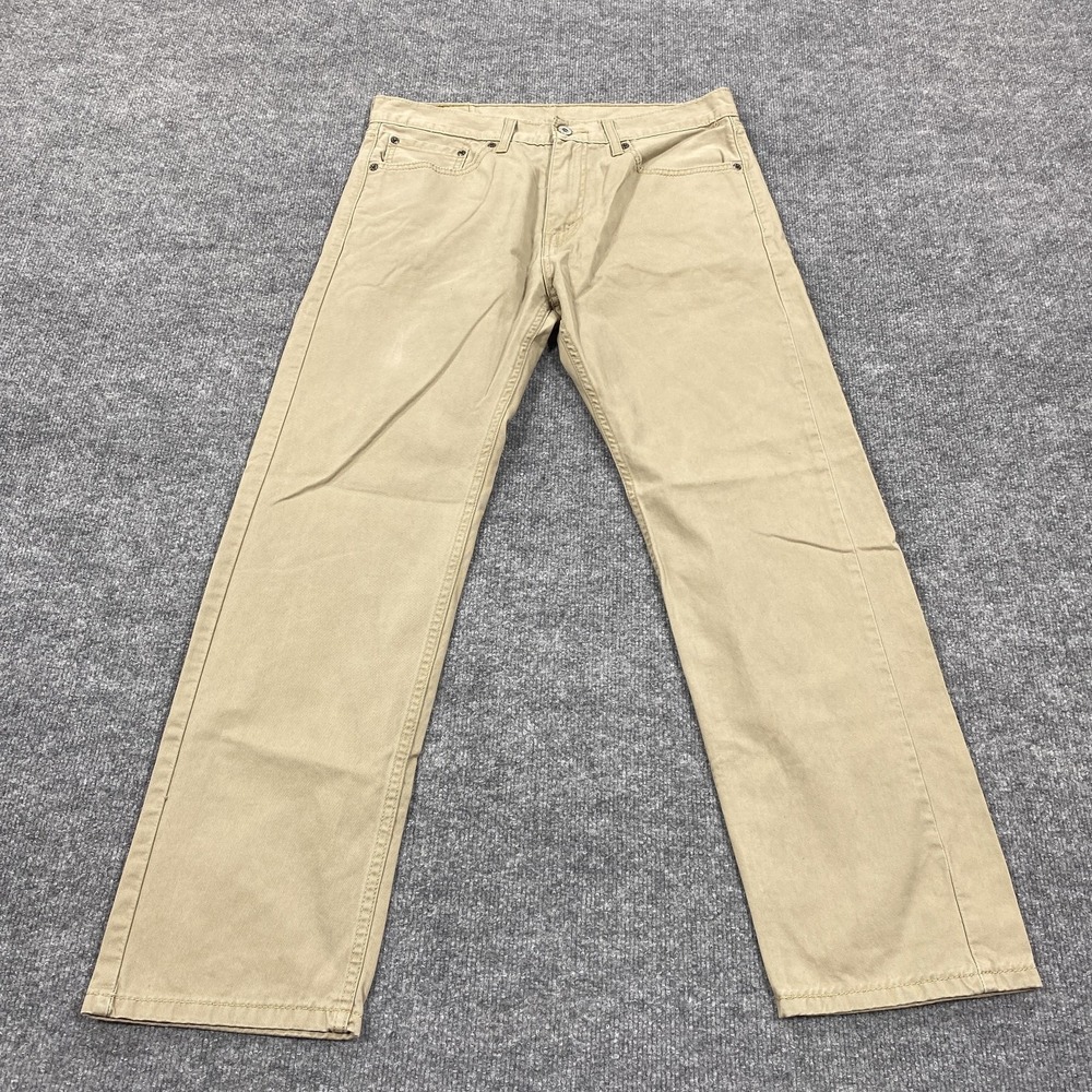 Levis 505 Pants Mens 33x30 Beige Khaki Straight Cotton Casual